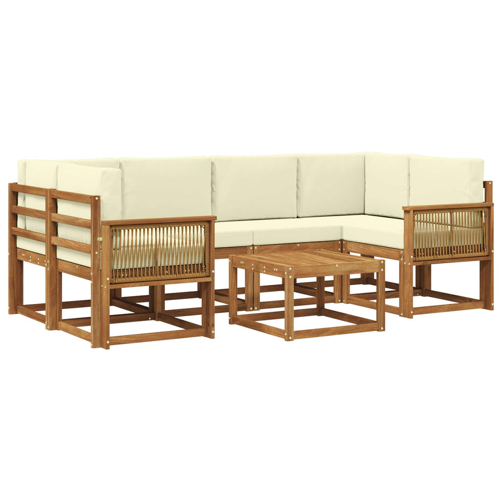 vidaXL Zestaw sof na zewnątrz 7 pcs Naturalny i Kremowy Poliester