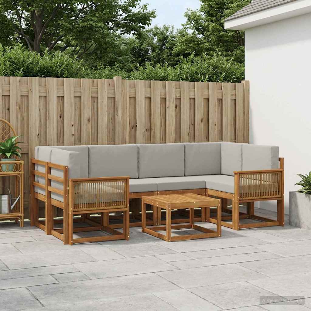 vidaXL Zestaw sof na zewnątrz 7 pcs Naturalny i jasnoszary Poliester