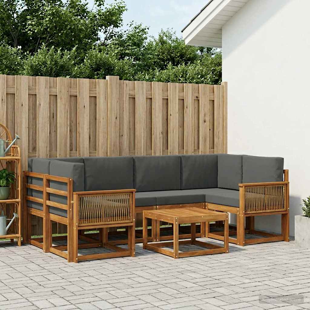 vidaXL Zestaw sof na zewnątrz 7 pcs Naturalny i Antracytowy Poliester