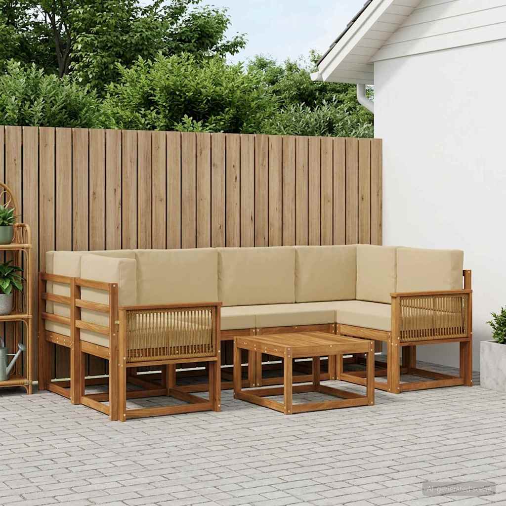 vidaXL Zestaw sof na zewnątrz 7 pcs Naturalny i Beżowy Poliester