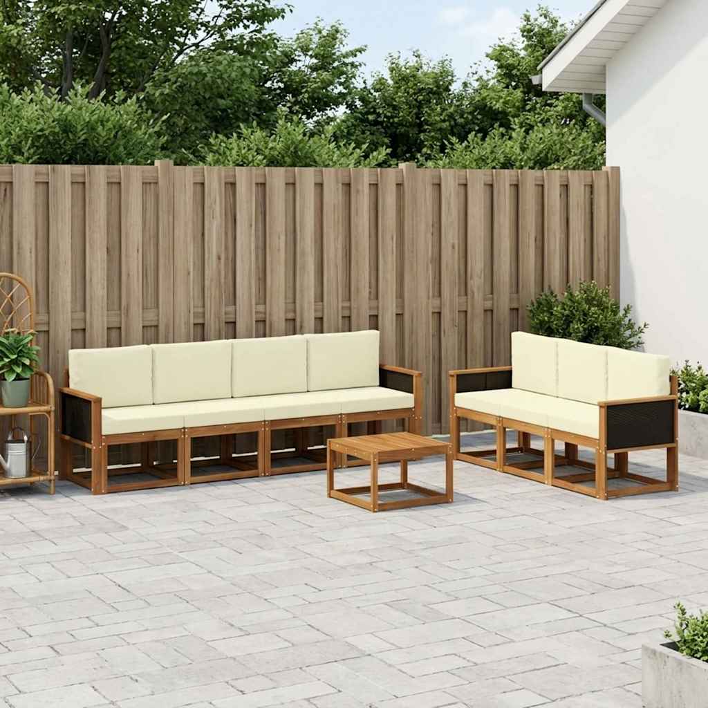 vidaXL Zestaw sof na zewnątrz z poduszką 7 pcs Naturalny i Kremowy