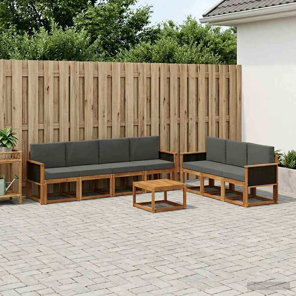 vidaXL Zestaw sof na zewnątrz z poduszką 7 pcs Naturalny i Antracytowy