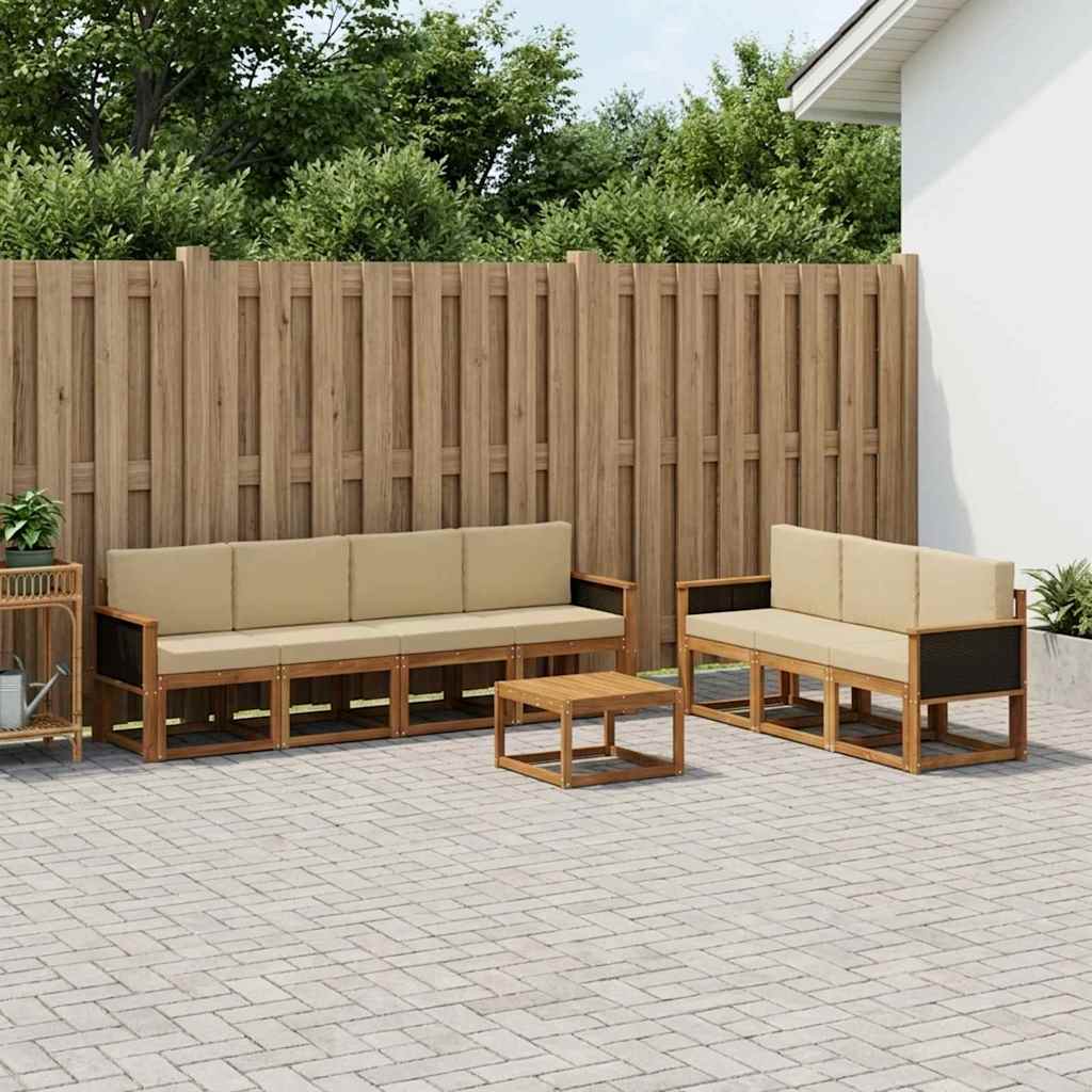 vidaXL Zestaw sof na zewnątrz z poduszką 7 pcs naturalny