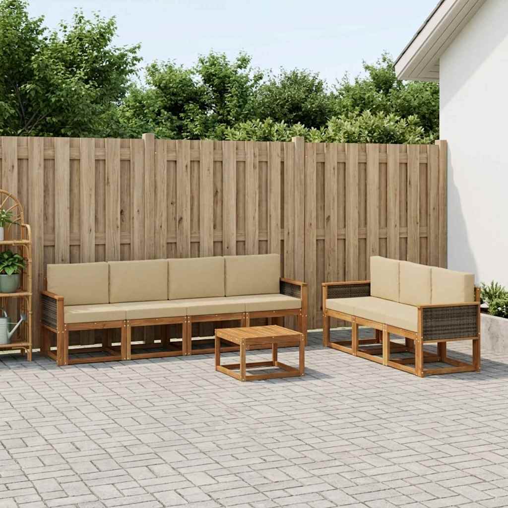 vidaXL Zestaw sof na zewnątrz z poduszką 7 pcs naturalny