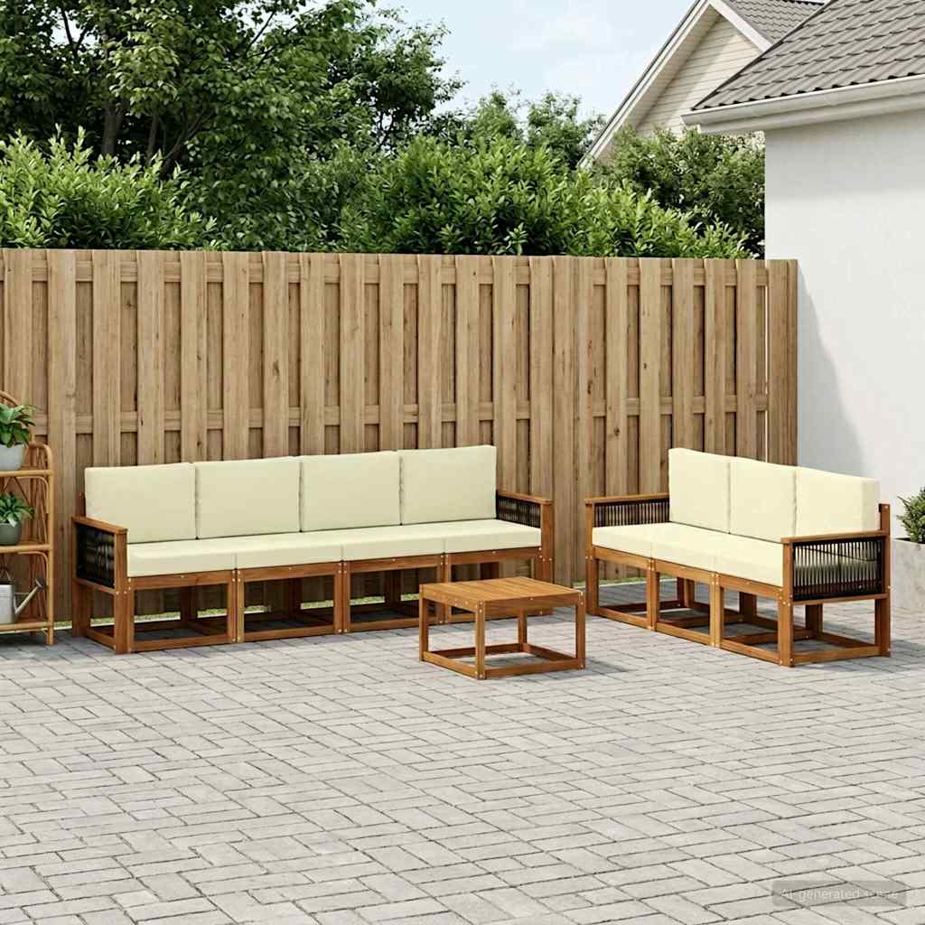 vidaXL Zestaw sof na zewnątrz z poduszką 7 pcs Naturalny i Kremowy