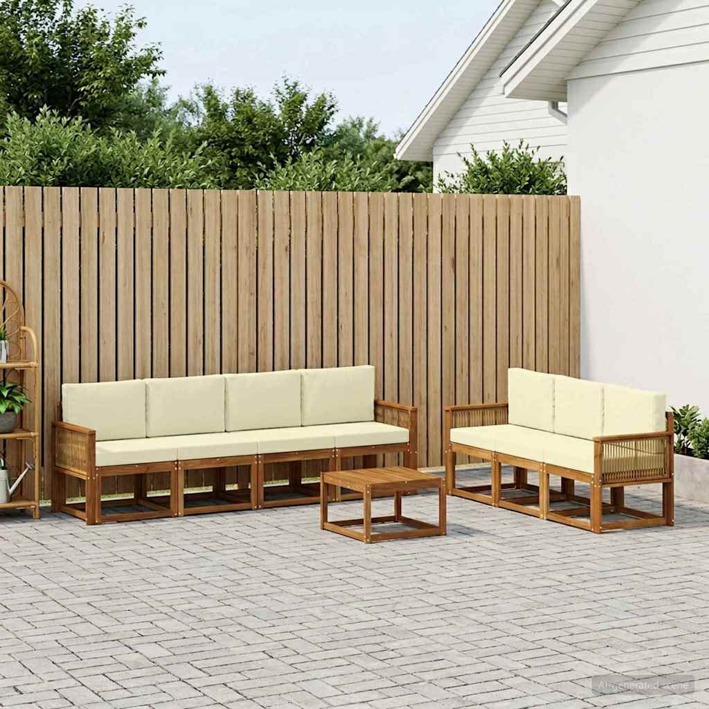 vidaXL Zestaw sof na zewnątrz 8 pcs Naturalny i Kremowy Poliester