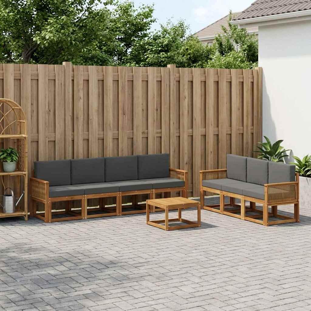 vidaXL Zestaw sof na zewnątrz 8 pcs Naturalny i Antracytowy Poliester