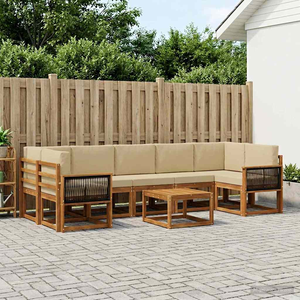 vidaXL Zestaw sof na zewnątrz z poduszką 6 pcs naturalny