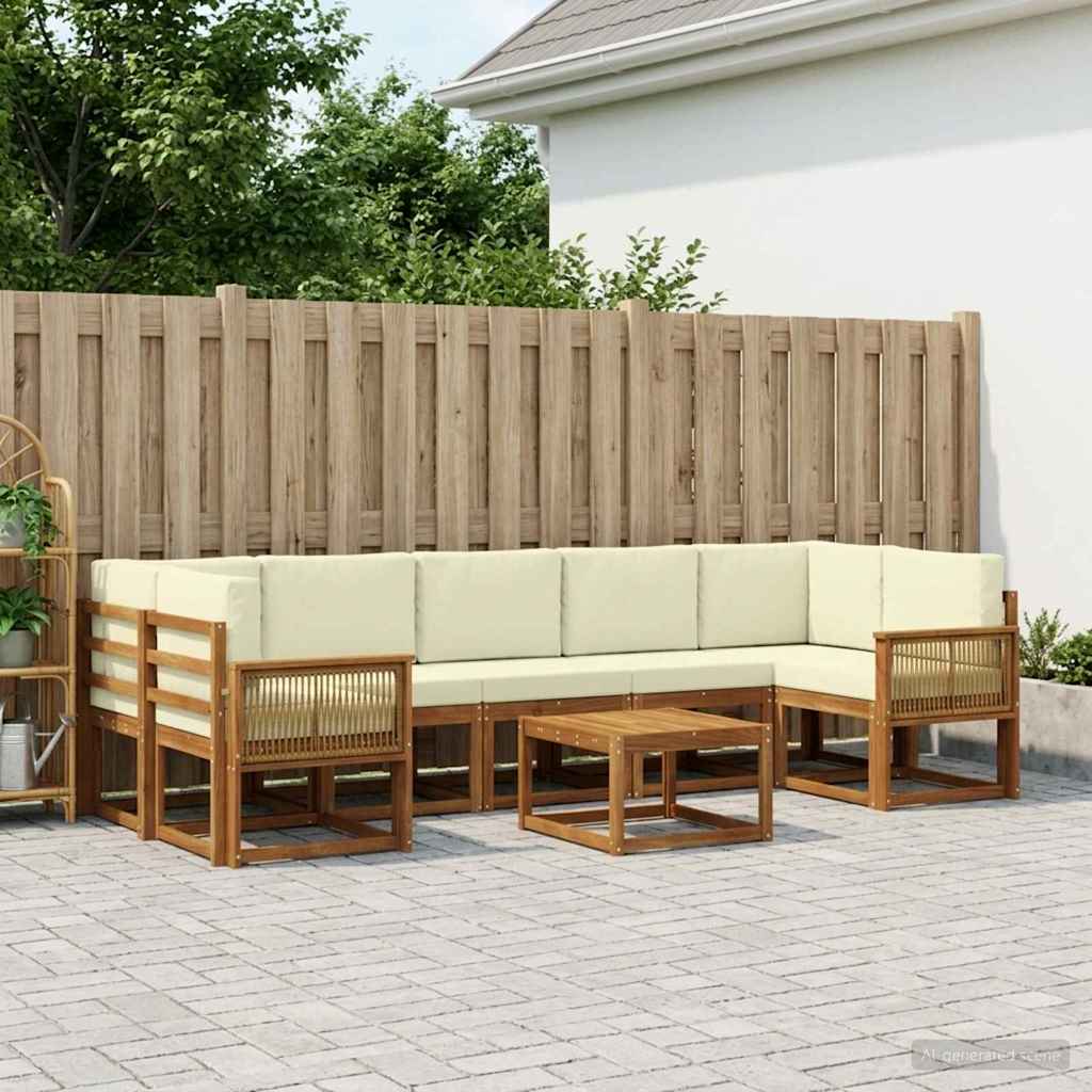 vidaXL Zestaw sof na zewnątrz 8 pcs Naturalny i Kremowy Poliester