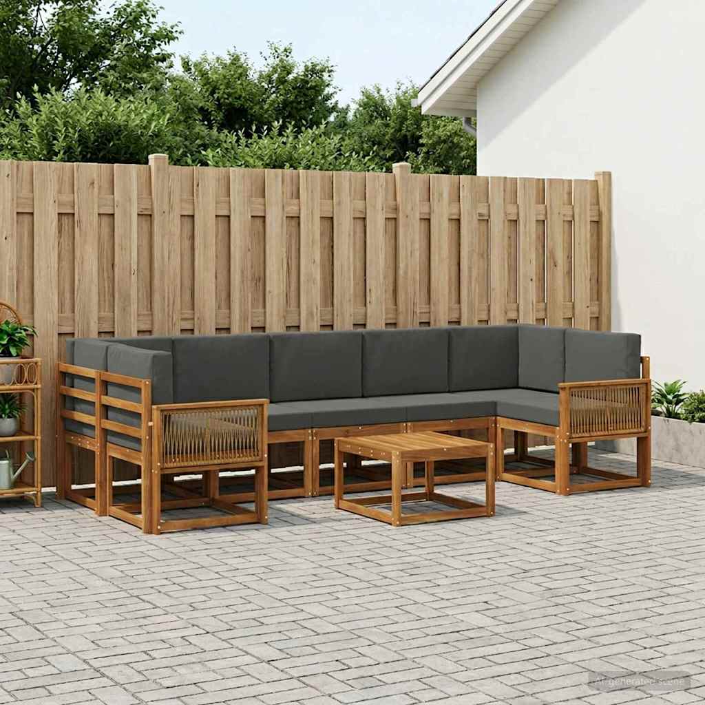 vidaXL Zestaw sof na zewnątrz 8 pcs Naturalny i Antracytowy Poliester