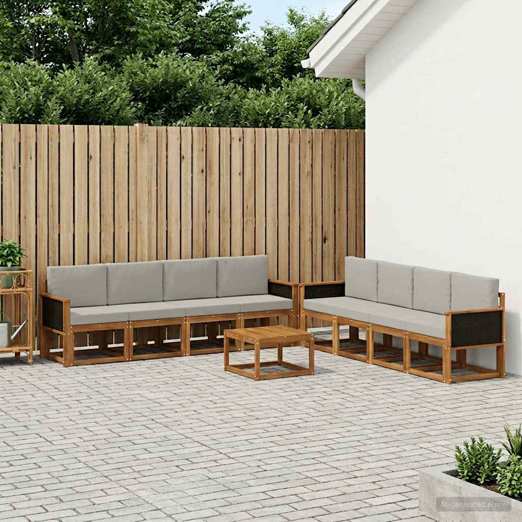 vidaXL Zestaw sof na zewnątrz z poduszką 7 pcs Naturalny i jasnoszary