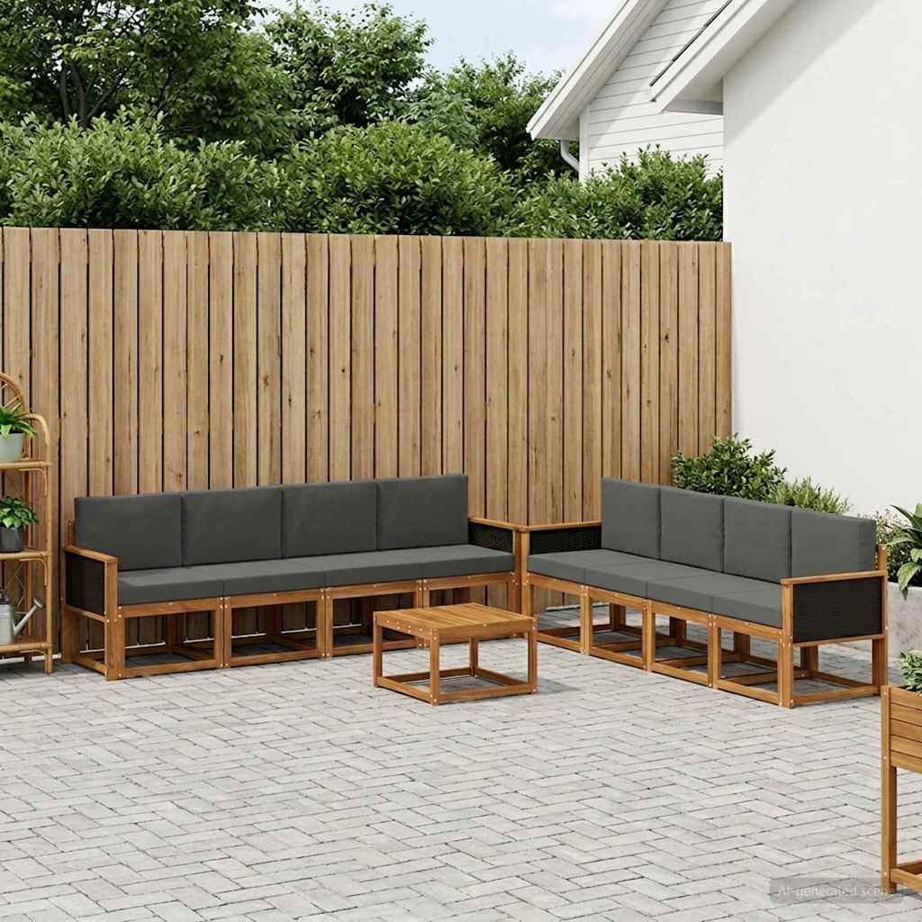 vidaXL Zestaw sof na zewnątrz z poduszką 7 pcs Naturalny i Antracytowy