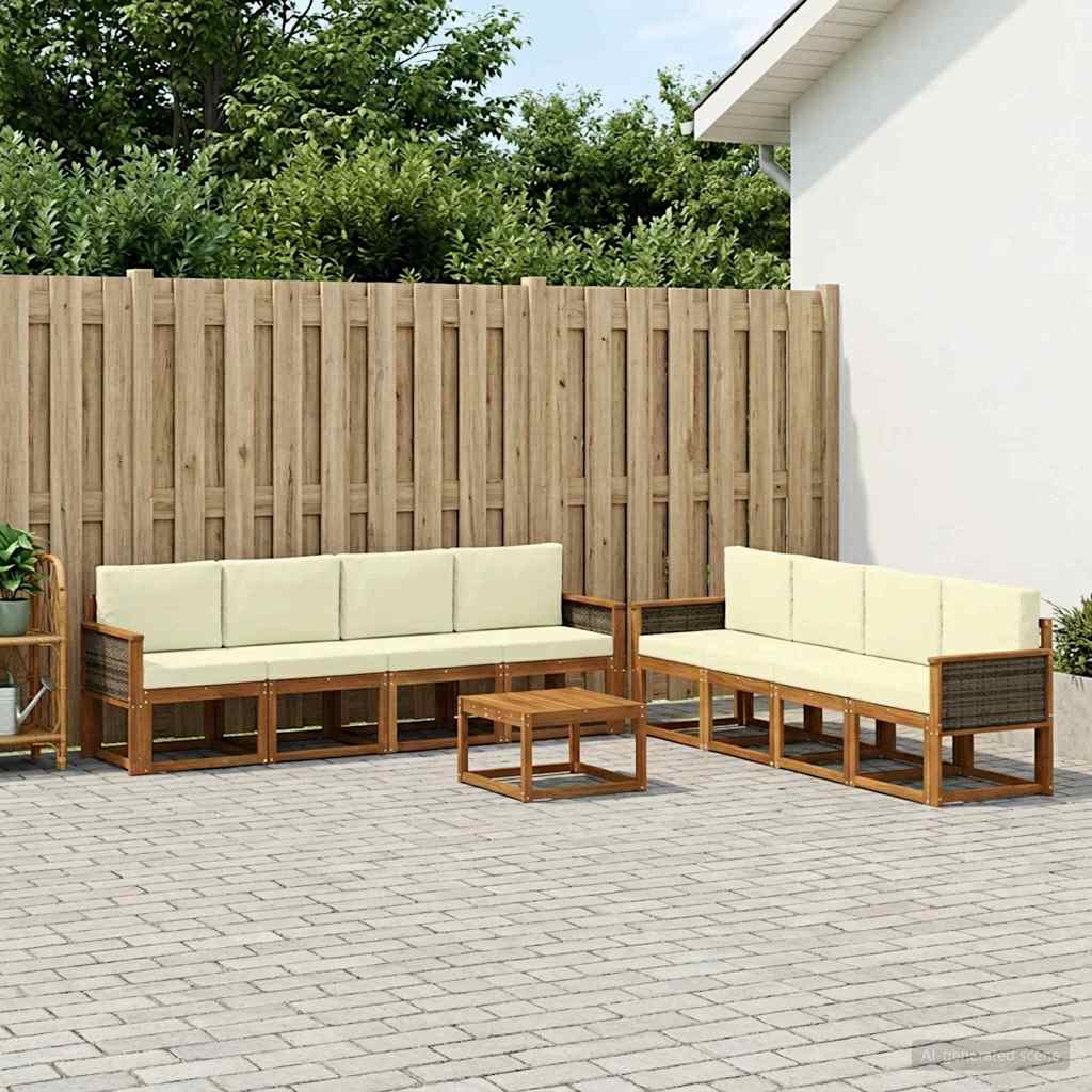 vidaXL Zestaw sof na zewnątrz z poduszką 7 pcs Naturalny i Kremowy