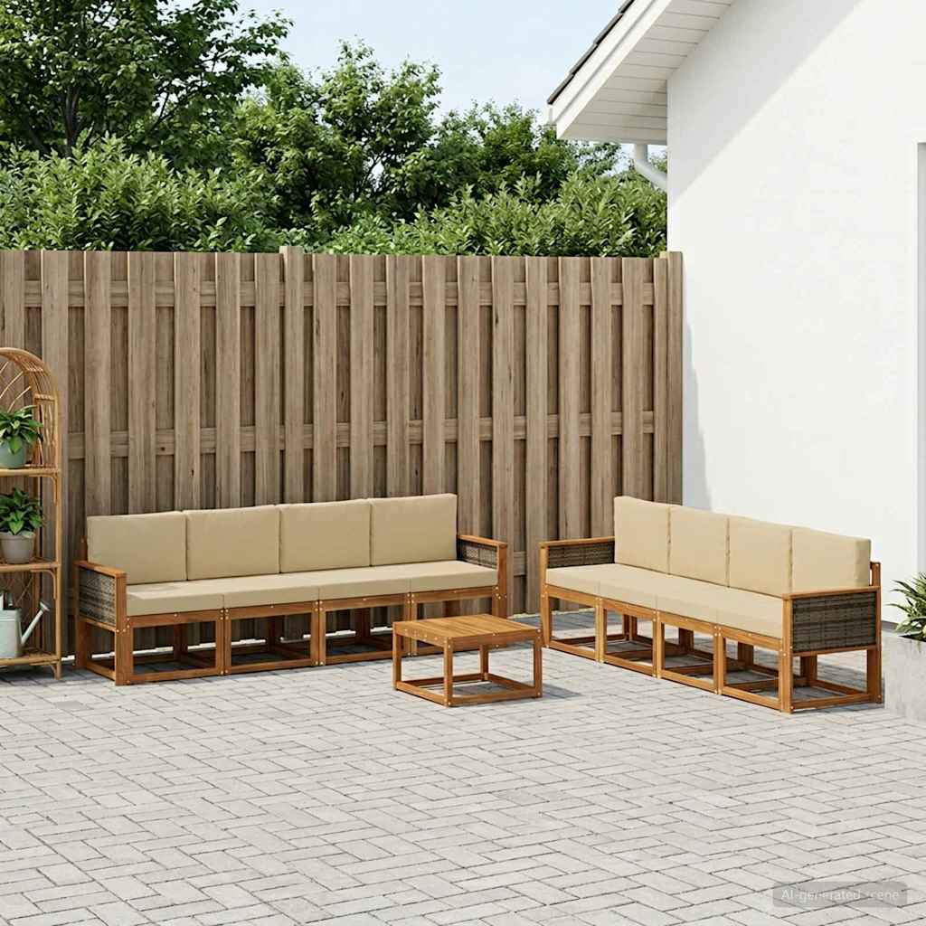 vidaXL Zestaw sof na zewnątrz z poduszką 7 pcs naturalny
