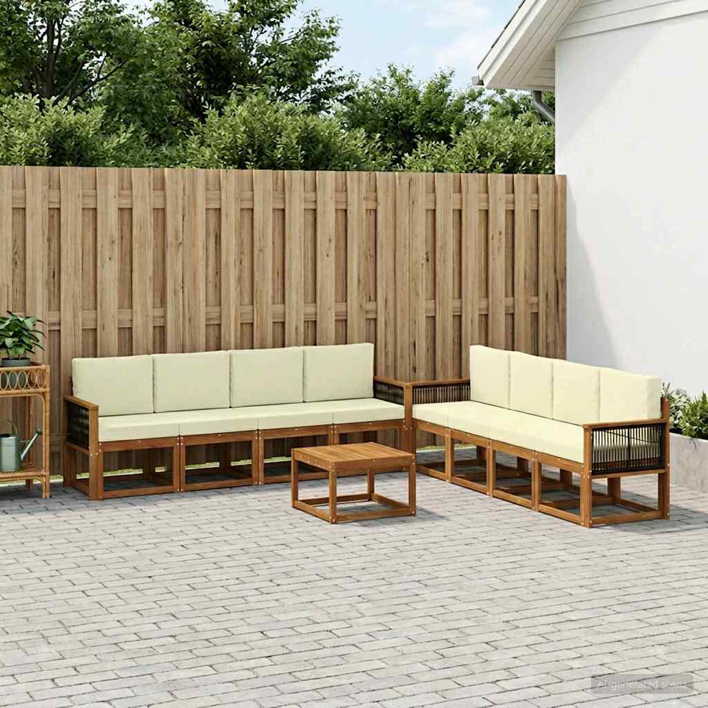 vidaXL Zestaw sof na zewnątrz z poduszką 7 pcs Naturalny i Kremowy