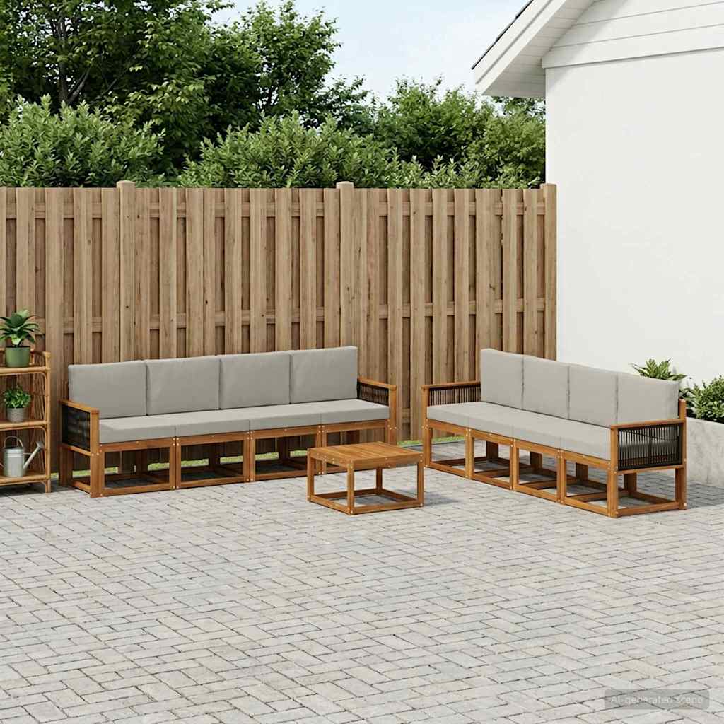vidaXL Zestaw sof na zewnątrz z poduszką 7 pcs Naturalny i jasnoszary