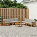 vidaXL Zestaw sof na zewnątrz 9 pcs Naturalny i jasnoszary Poliester