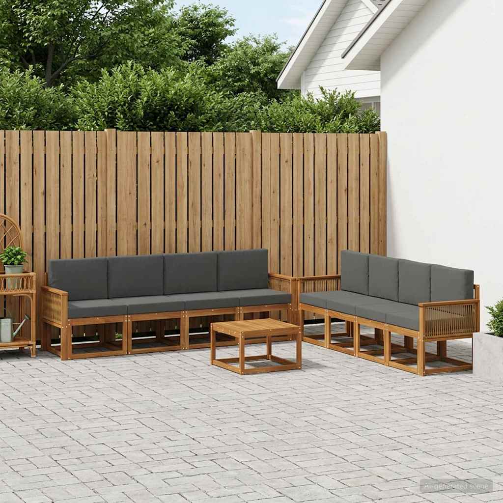 vidaXL Zestaw sof na zewnątrz 9 pcs Naturalny i Antracytowy Poliester