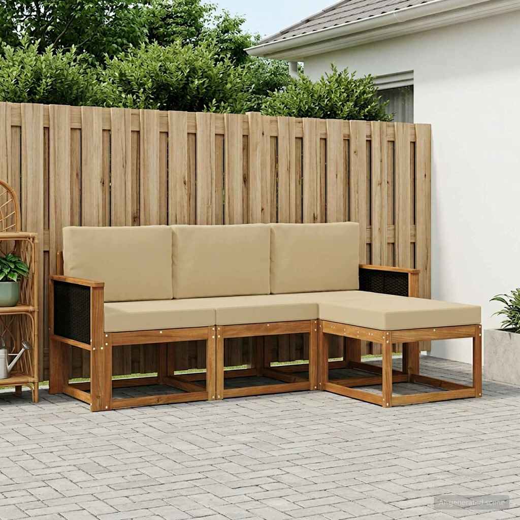 vidaXL Zestaw sof na zewnątrz z poduszką 4 pcs naturalny