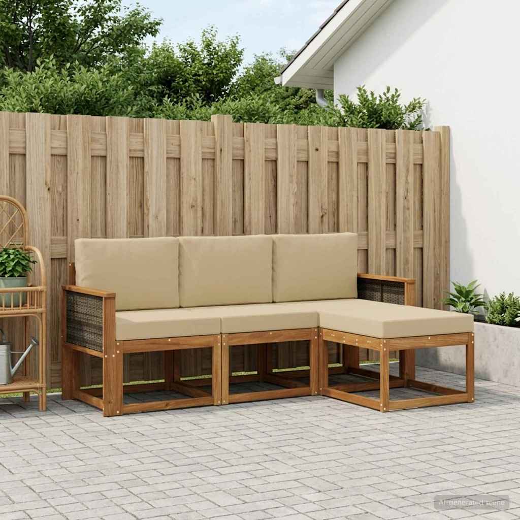 vidaXL Zestaw sof na zewnątrz z poduszką 4 pcs naturalny
