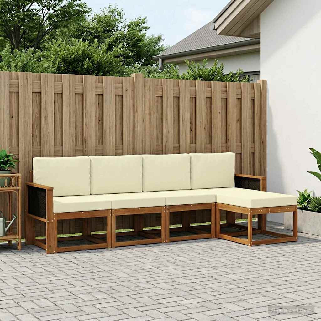 vidaXL Zestaw sof na zewnątrz 5 pcs Naturalny i Kremowy Poliester