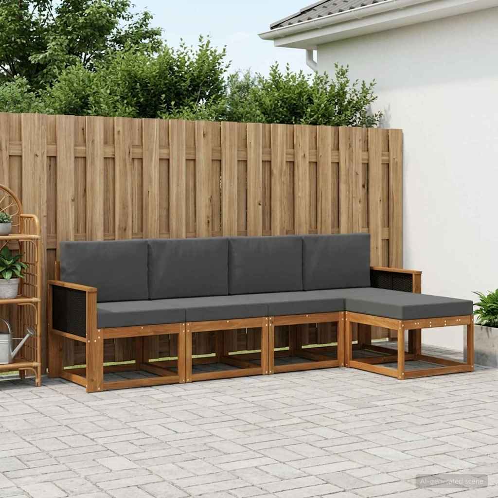 vidaXL Zestaw sof na zewnątrz 5 pcs Naturalny i Antracytowy Poliester