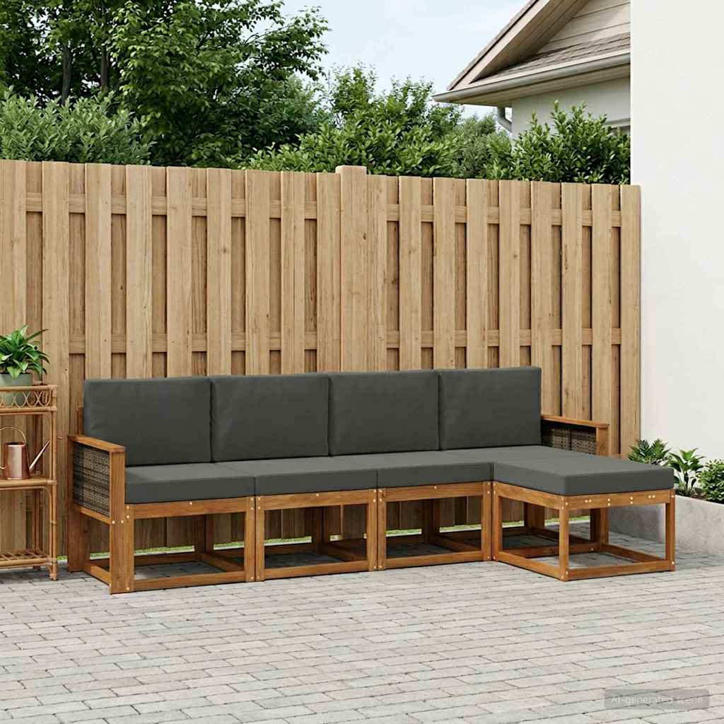 vidaXL Zestaw sof na zewnątrz 5 pcs Naturalny i Antracytowy Poliester