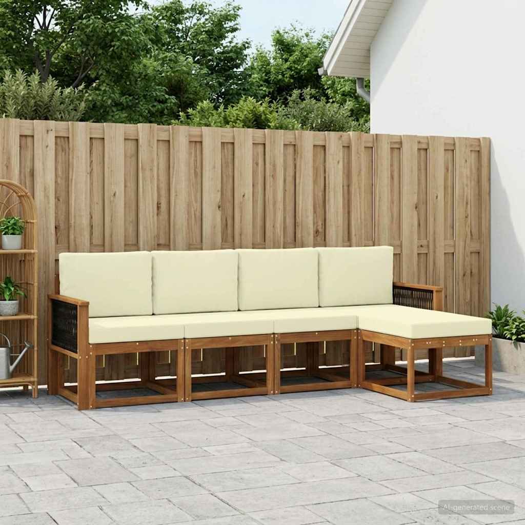 vidaXL Zestaw sof na zewnątrz 5 pcs Naturalny i Kremowy Poliester