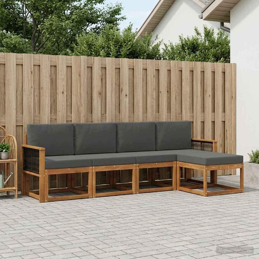 vidaXL Zestaw sof na zewnątrz 5 pcs Naturalny i Antracytowy Poliester