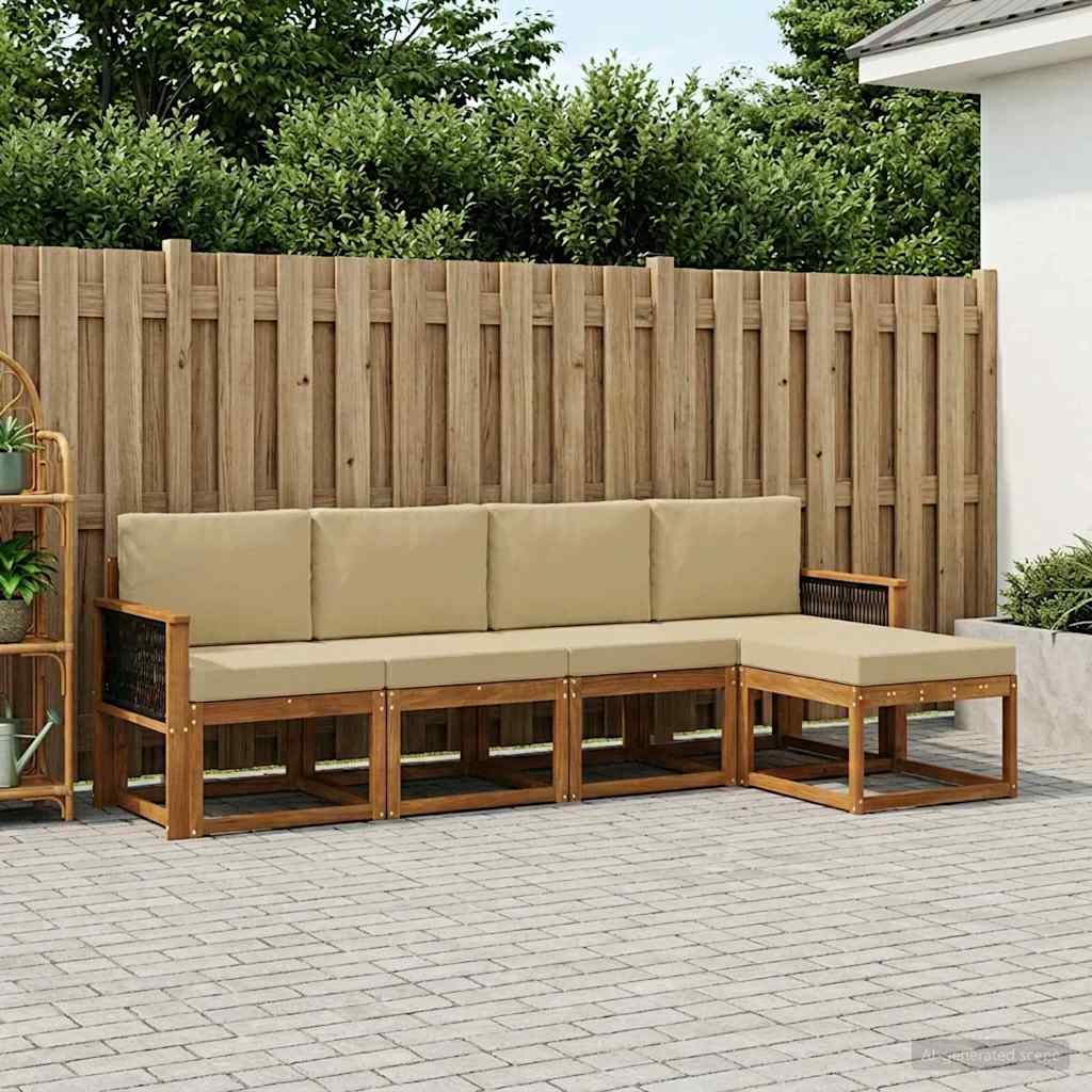 vidaXL Zestaw sof na zewnątrz 5 pcs Naturalny i Beżowy Poliester