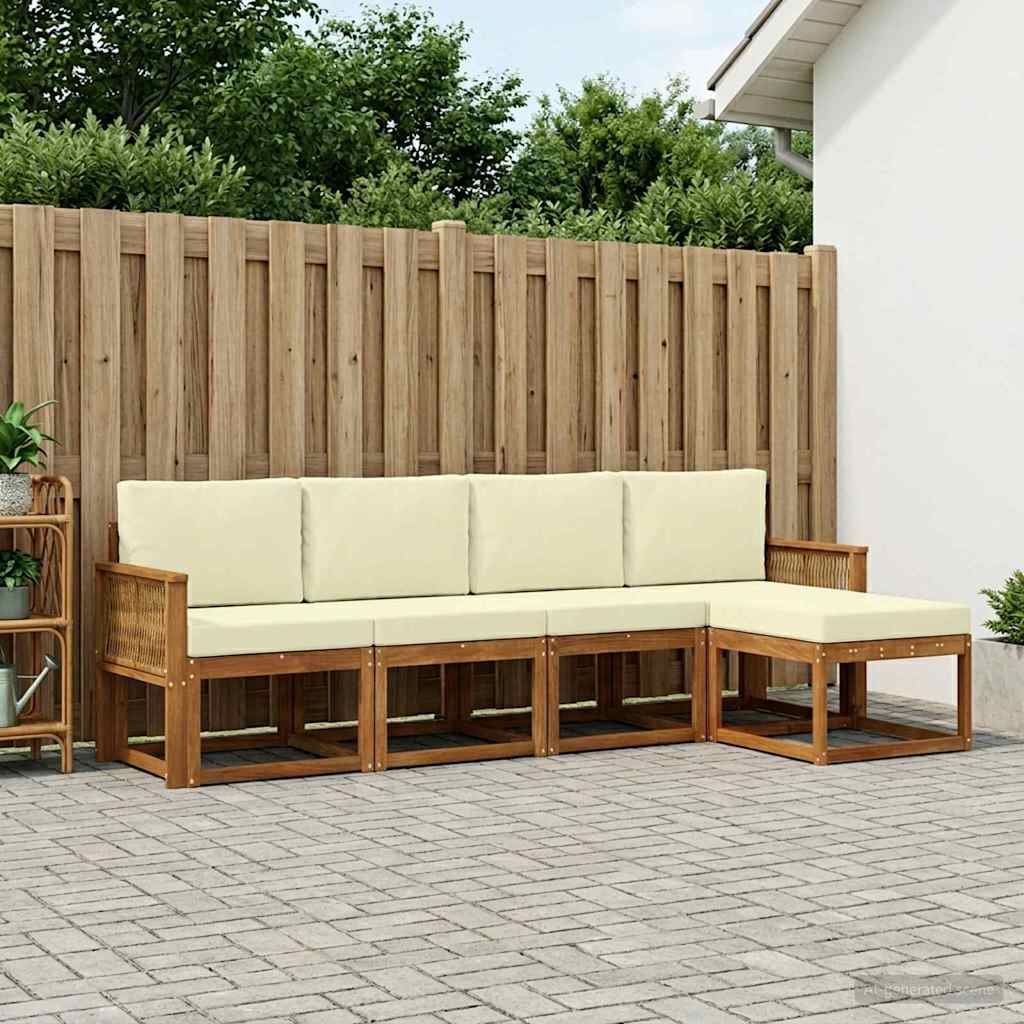 vidaXL Zestaw sof na zewnątrz 5 pcs Naturalny i Kremowy Poliester