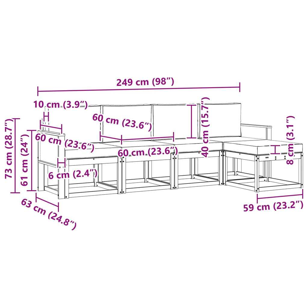 vidaXL Zestaw sof na zewnątrz 5 pcs Naturalny i Kremowy Poliester