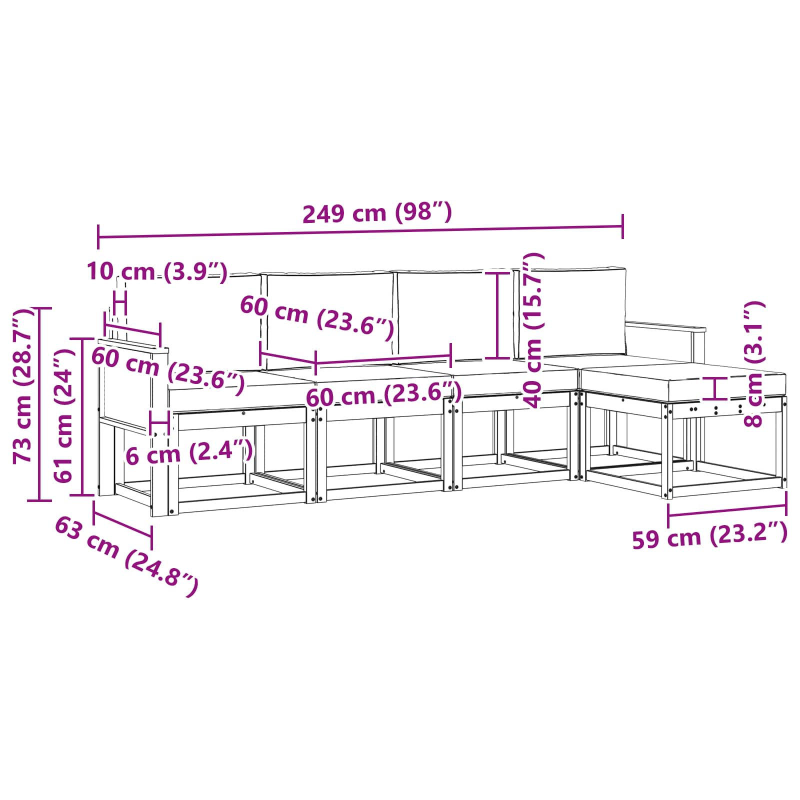vidaXL Zestaw sof na zewnątrz 5 pcs Naturalny i Kremowy Poliester