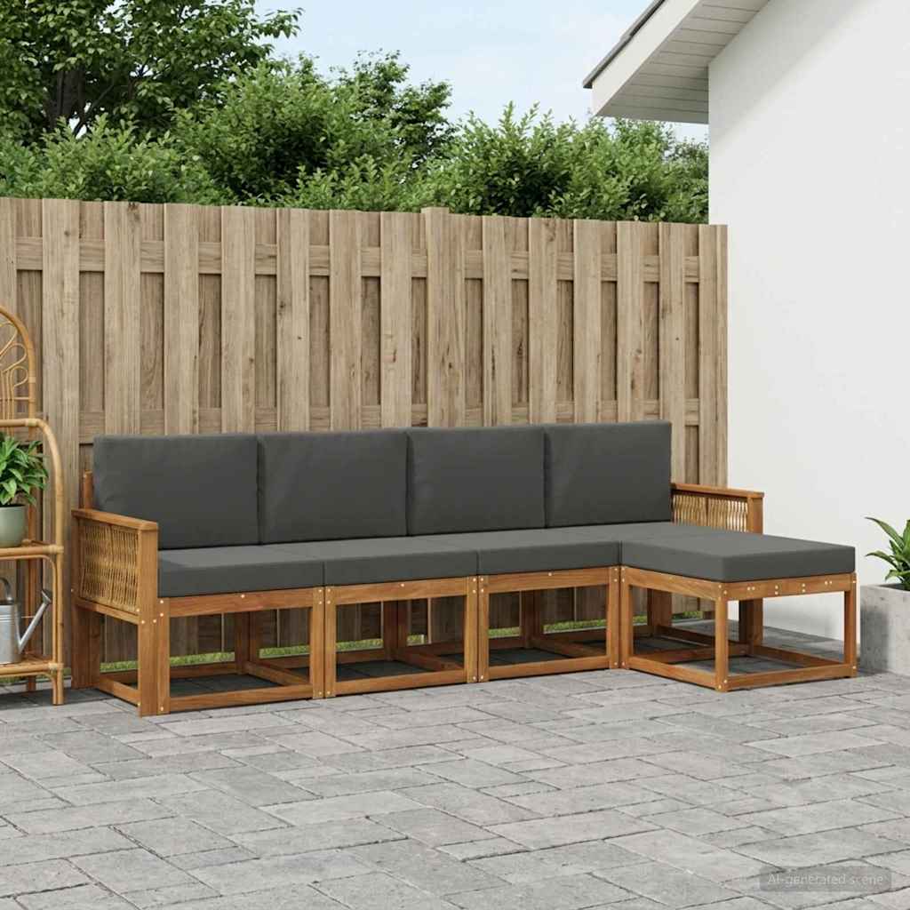vidaXL Zestaw sof na zewnątrz 5 pcs Naturalny i Antracytowy Poliester