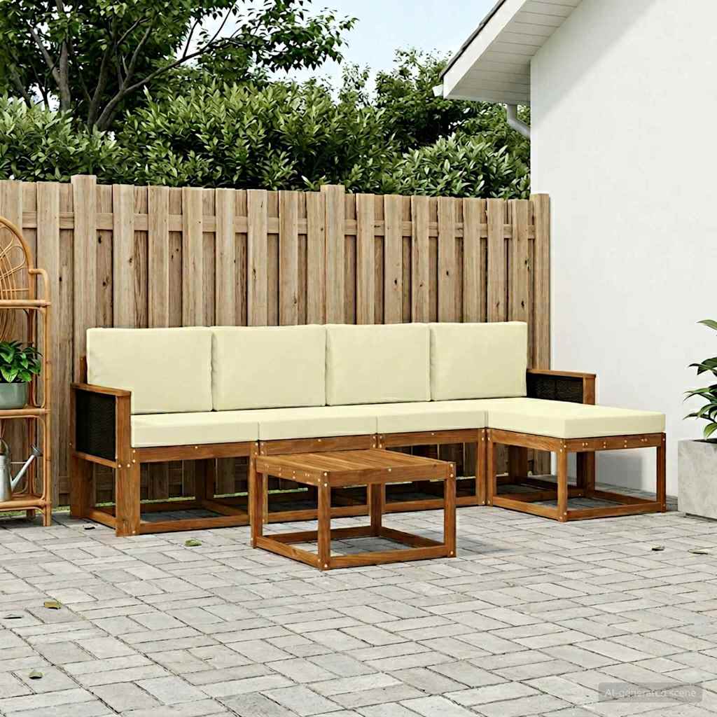 vidaXL Zestaw sof na zewnątrz 6 pcs Naturalny i Kremowy Poliester