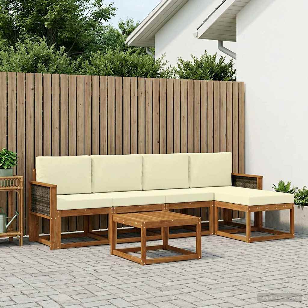 vidaXL Zestaw sof na zewnątrz 6 pcs Naturalny i Kremowy Poliester