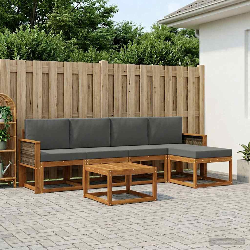 vidaXL Zestaw sof na zewnątrz 6 pcs Naturalny i Antracytowy Poliester