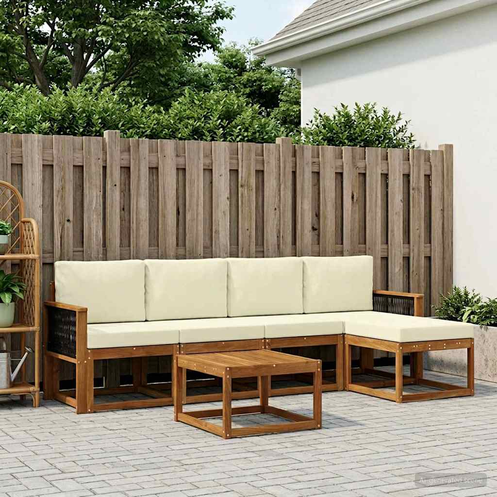 vidaXL Zestaw sof na zewnątrz 6 pcs Naturalny i Kremowy Poliester