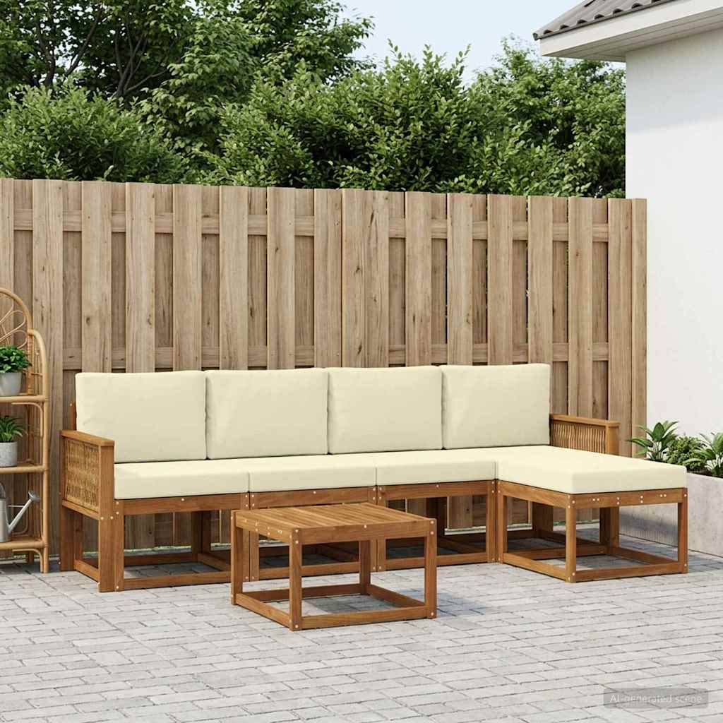vidaXL Zestaw sof na zewnątrz 6 pcs Naturalny i Kremowy Poliester