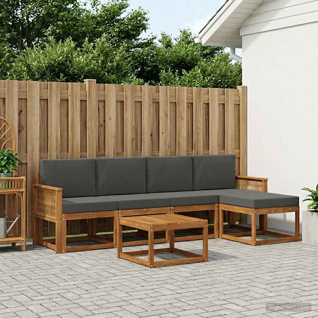 vidaXL Zestaw sof na zewnątrz 6 pcs Naturalny i Antracytowy Poliester