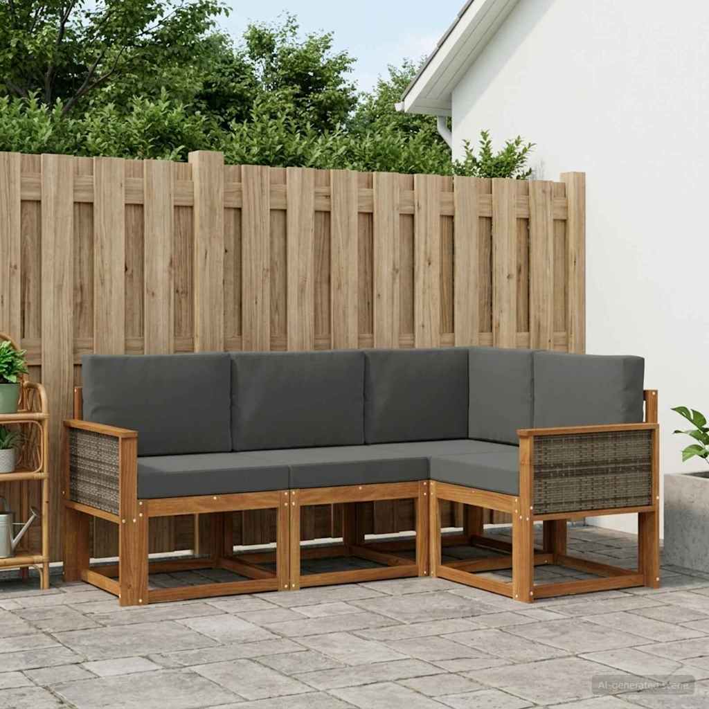 vidaXL Zestaw sof na zewnątrz 4 pcs Naturalny i Antracytowy Poliester