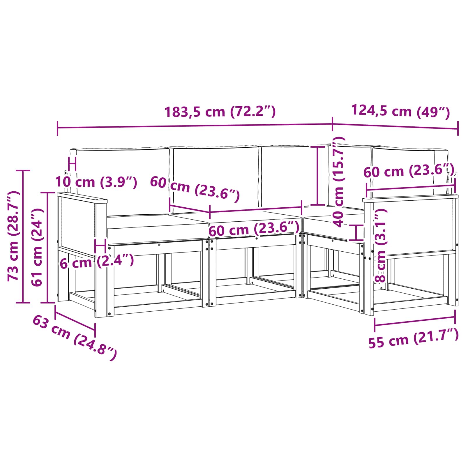 vidaXL Zestaw sof na zewnątrz 4 pcs Naturalny i Antracytowy Poliester