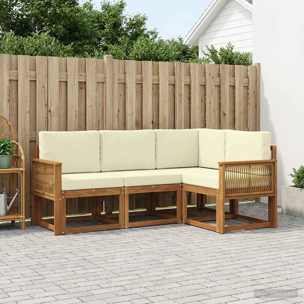 vidaXL Zestaw sof na zewnątrz 4 pcs Naturalny i Kremowy Poliester