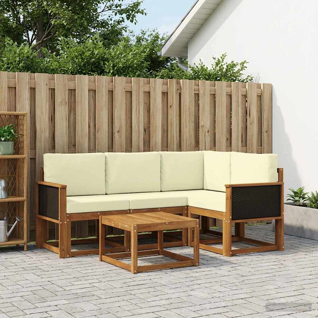 vidaXL Zestaw sof na zewnątrz 5 pcs Naturalny i Kremowy Poliester