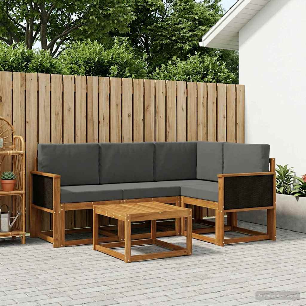 vidaXL Zestaw sof na zewnątrz 5 pcs Naturalny i Antracytowy Poliester