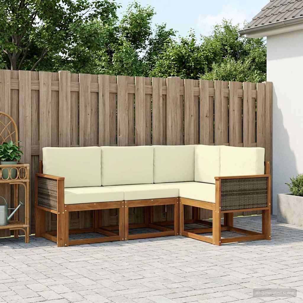 vidaXL Zestaw sof na zewnątrz 5 pcs Naturalny i Kremowy Poliester