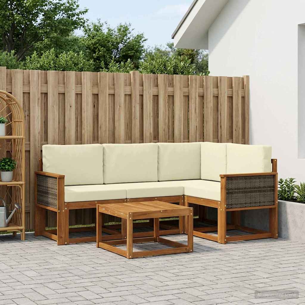 vidaXL Zestaw sof na zewnątrz 5 pcs Naturalny i Kremowy Poliester