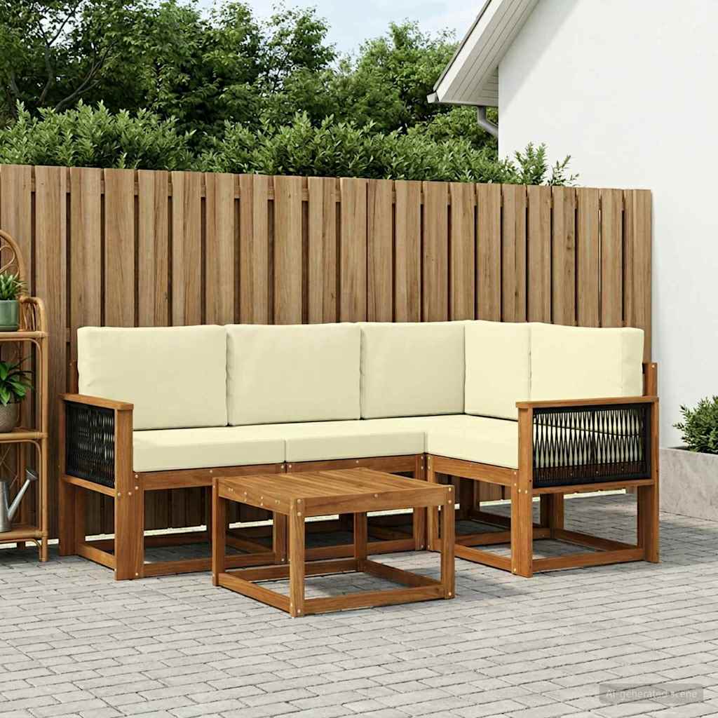 vidaXL Zestaw sof na zewnątrz 5 pcs Naturalny i Kremowy Poliester