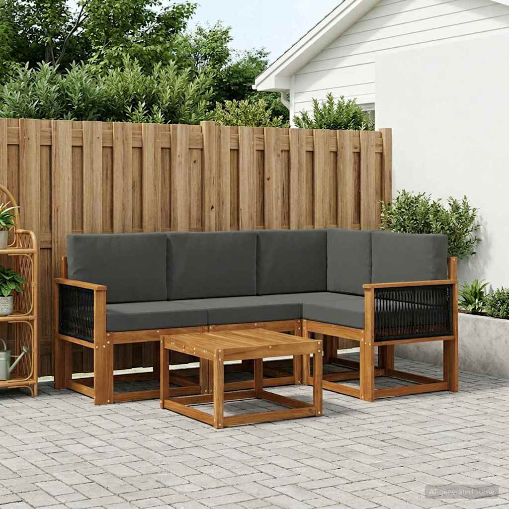 vidaXL Zestaw sof na zewnątrz 5 pcs Naturalny i Antracytowy Poliester