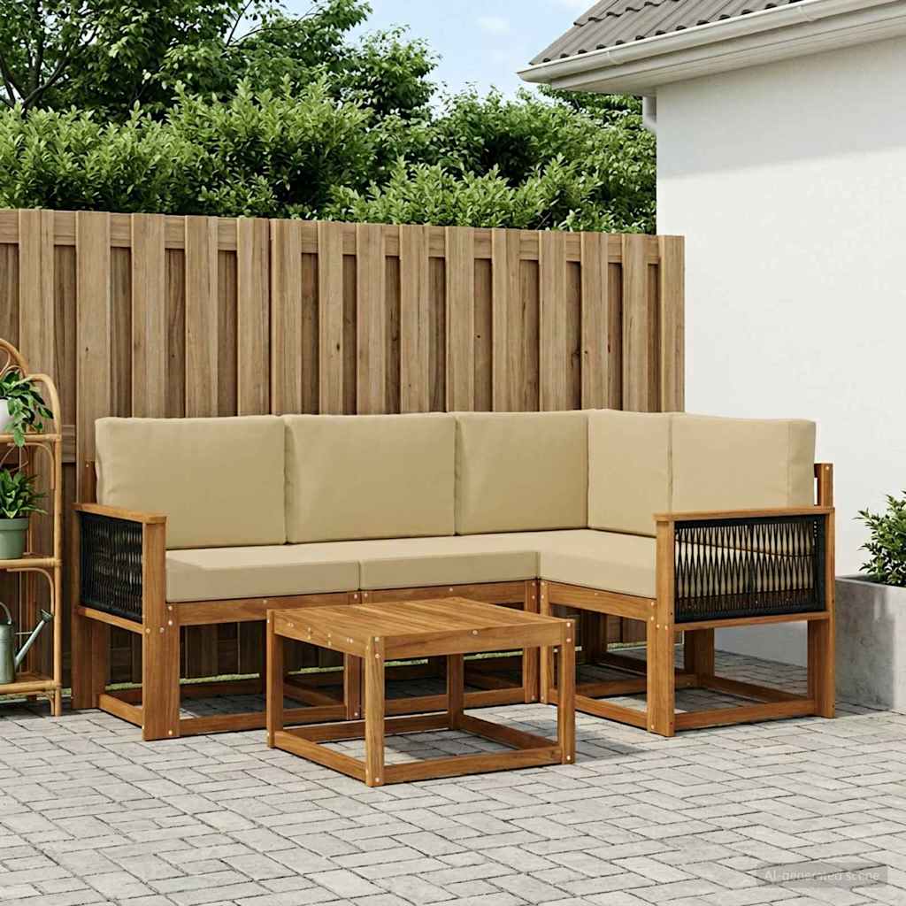 vidaXL Zestaw sof na zewnątrz 5 pcs Naturalny i Beżowy Poliester
